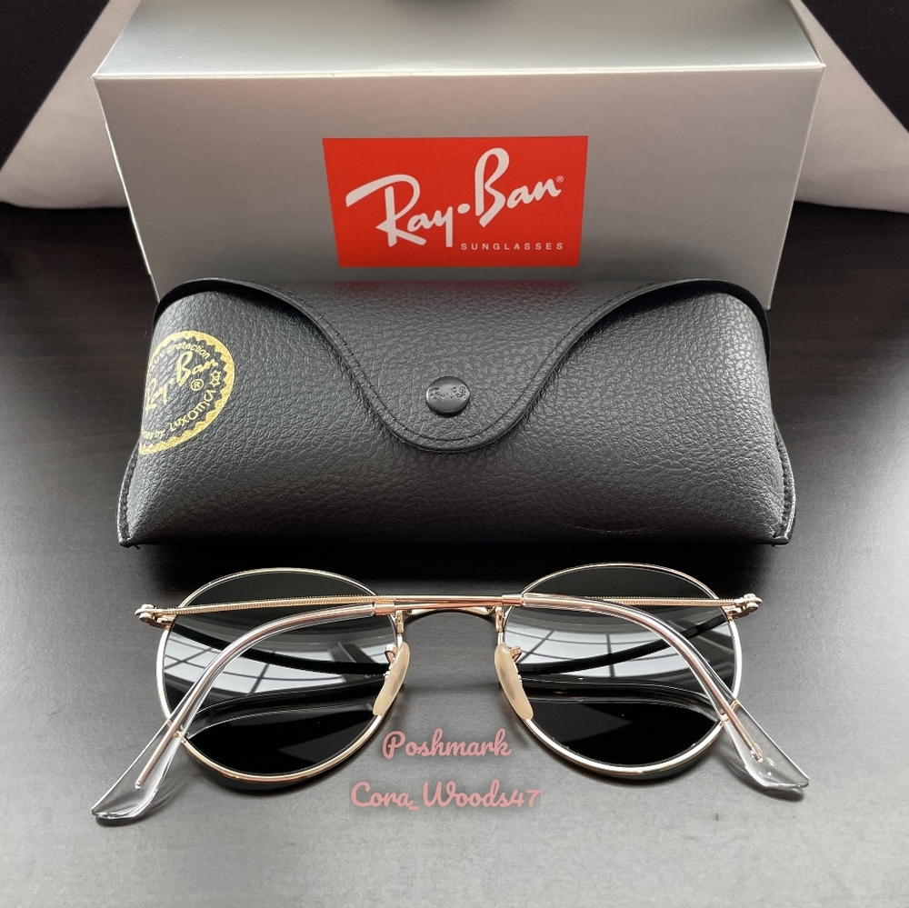 RayBan Round Metal Green Lenses RB3447 Gold Frame Unisex New - Picture 8 of 16